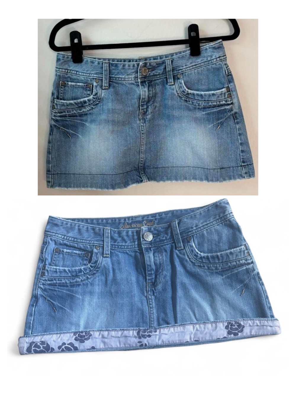 Vintage Y2K American Eagle Outfitters Low Rise Denim Mini Skirt Size 6
